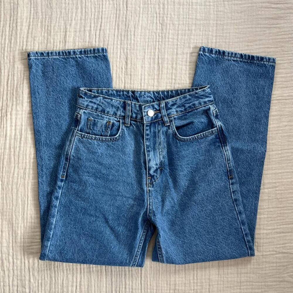 SHEIN high-waisted straight leg blue denim jeans